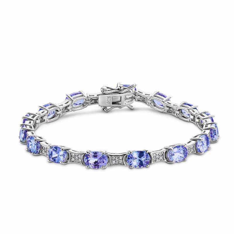 Sterling Silver Tanzanite and Diamond Bracelet